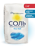 Соль морская натуральная пищевая, средняя (помол №1) Mareman , 1 кг