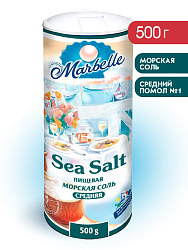 Соль морская натуральная пищевая, средняя (помол № 1) Marbelle,500 г