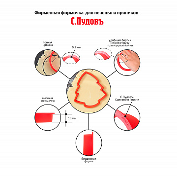 Формочка для печенья и пряников Елочка 9 см С.Пудовъ, 1 шт - фото №3