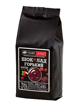 Горький шоколад 70% какао (Шоколадный Кувертюр), ТомерЭксперт, капли, 400 г - фото №1