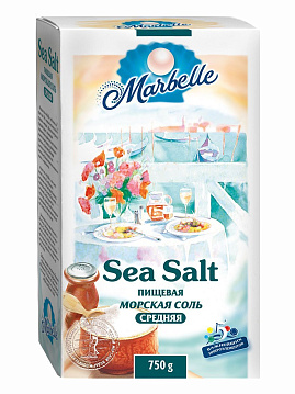 Соль морская натуральная пищевая,  Marbelle, средний помол , 750 г - фото №1