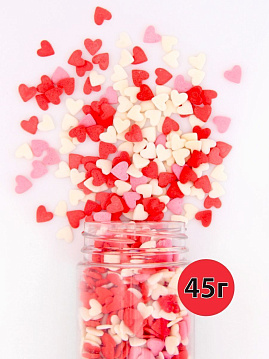 Посыпка Сердечки-красно-бело-розовые С.Пудовъ, 45 г - фото №3