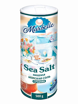 Соль морская натуральная пищевая, средняя (помол № 1) Marbelle,500 г - фото №1