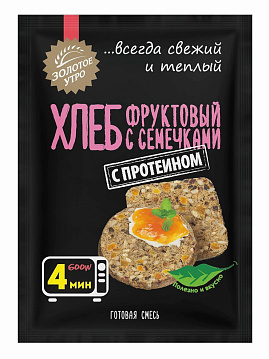 Смесь для микроволновки Фруктовый хлеб с семечками, Золотое утро, 80 г - фото №1