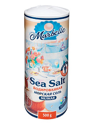 Соль морская йодированная натуральная пищевая, мелкая (помол №0) Marbelle  500 г