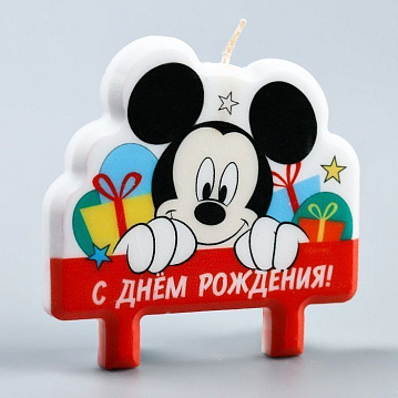 Свеча для торта "С Днем Рождения!", Микки Маус, 8×8 см, 4929058 - фото №2